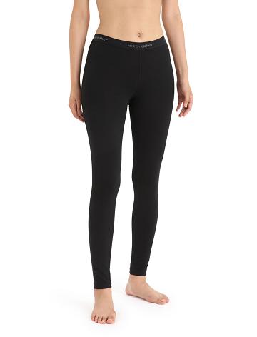 Women's Icebreaker Merino 200 Oasis Thermal Leggings Base Layers Black | CA 1028WNBY